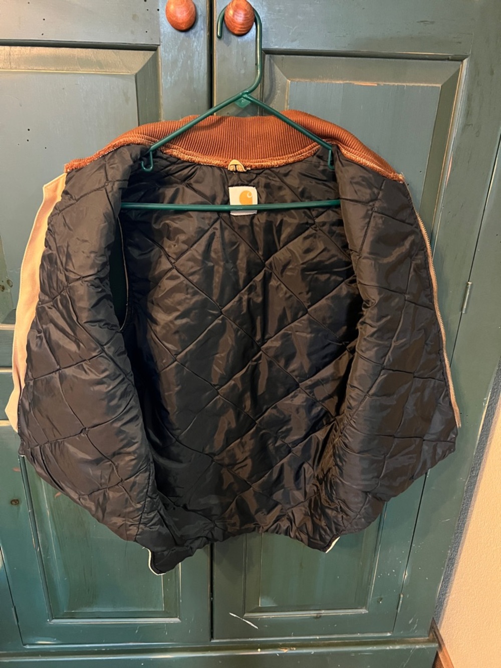 Carhartt Cream Canvas Vest with Brown Ribbed Collar - Picture 4 of 4